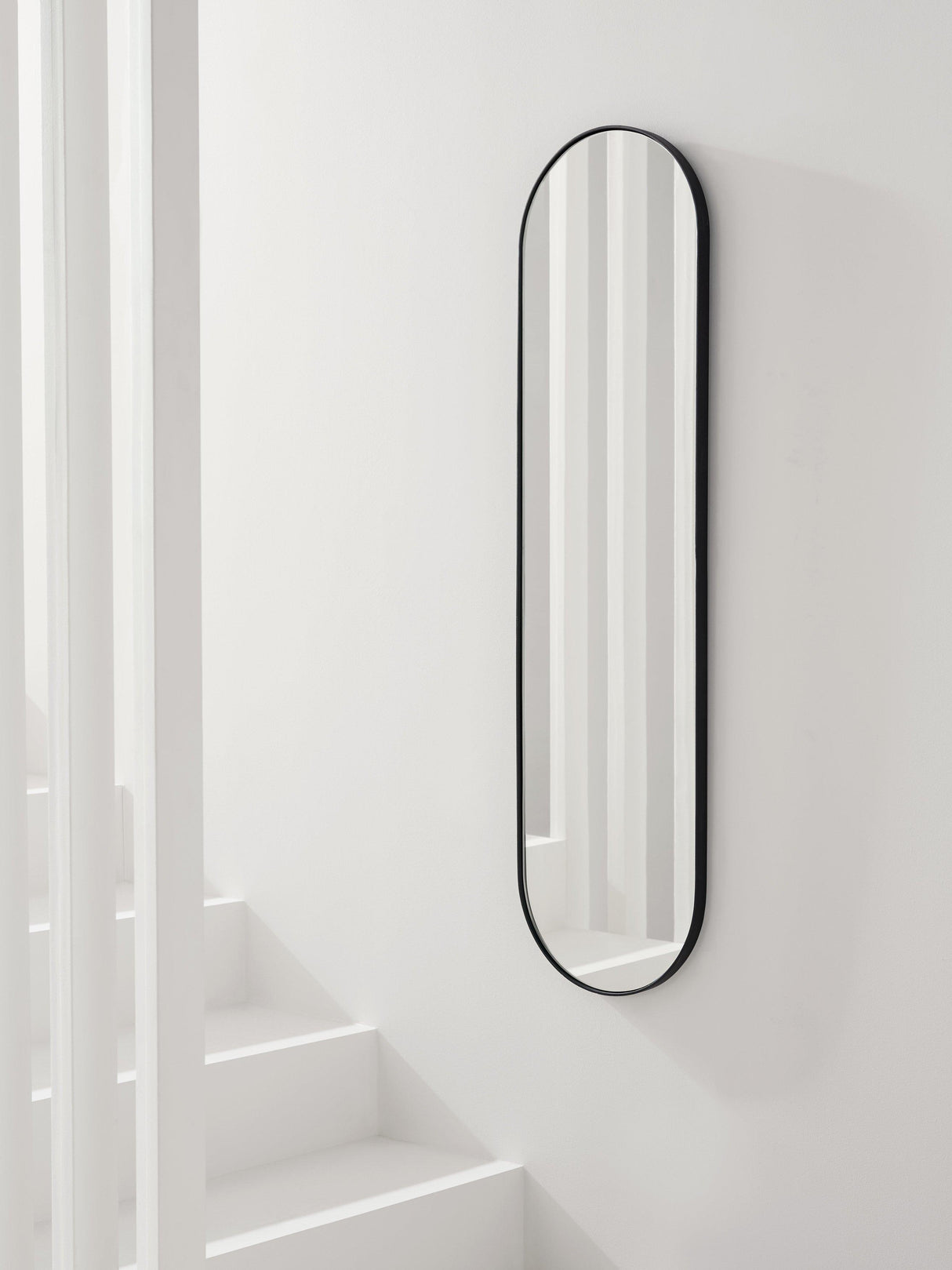 John Lewis Scandi Metal Lozenge Wall Mounted Mirror - 122 x 30cm - Black