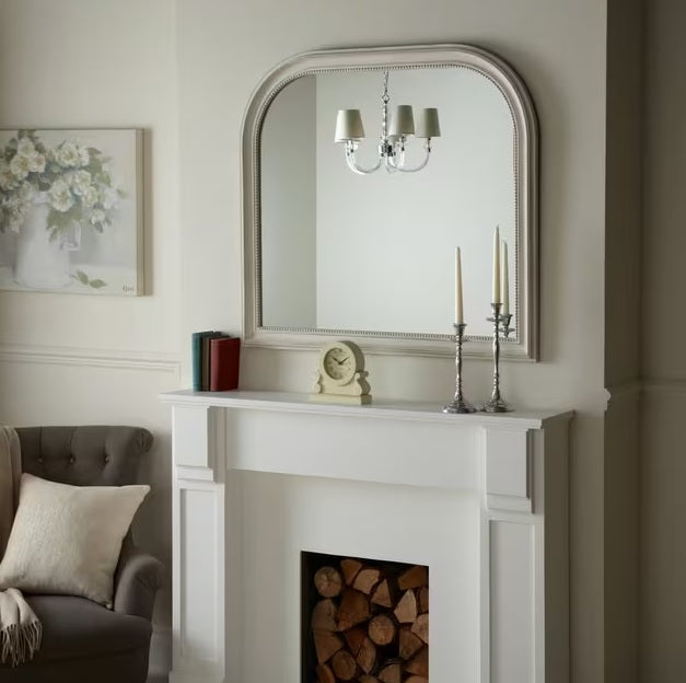 John Lewis Distressed Decorative Overmantle Wall Mirror 95 x 104cm - Cream - Kazoop