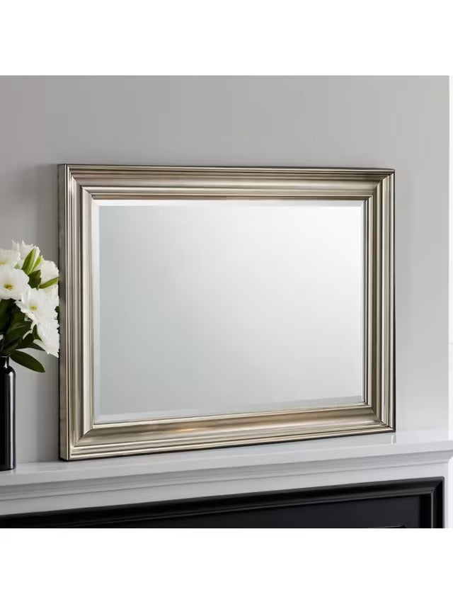 Yearn Ribbed Frame Rectangular Decorative Wall Mirror 69 x 94cm - Silver