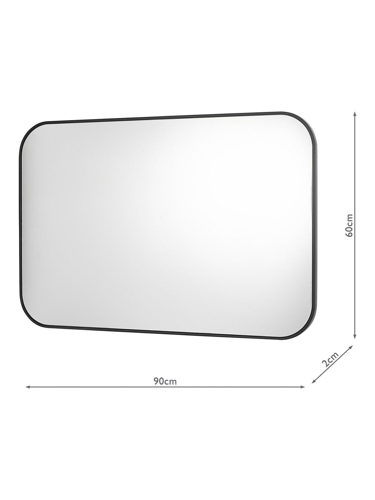 Dar Firuz Rectangular Metal Frame Wall Mounted Mirror 90 x 60cm - Black