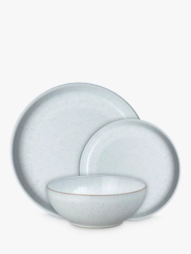 Denby White Speckle Stoneware Coupe Dinnerware Set 12 Piece - White - Kazoop