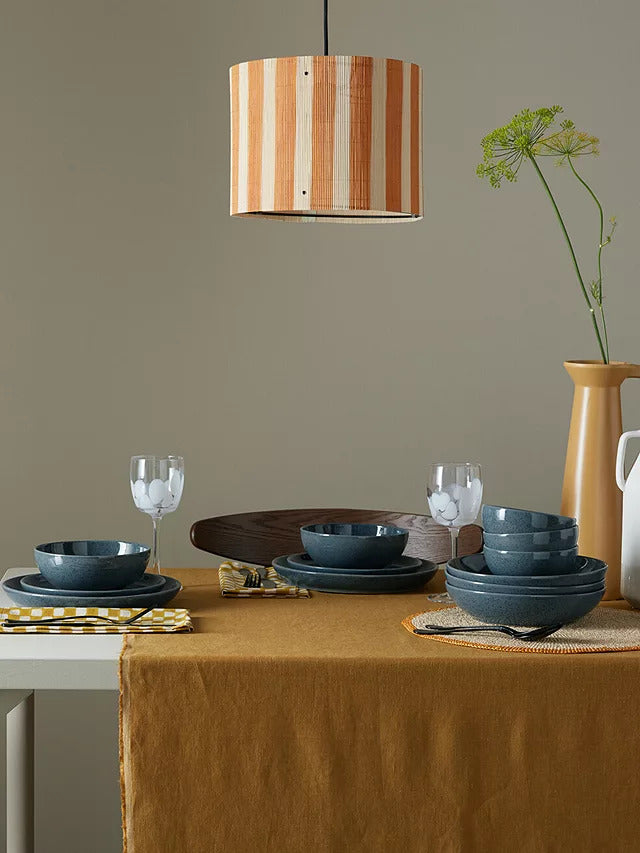 Denby Dark Grey Speckle Stoneware Coupe Dinnerware Set 12 Piece - Grey - Kazoop