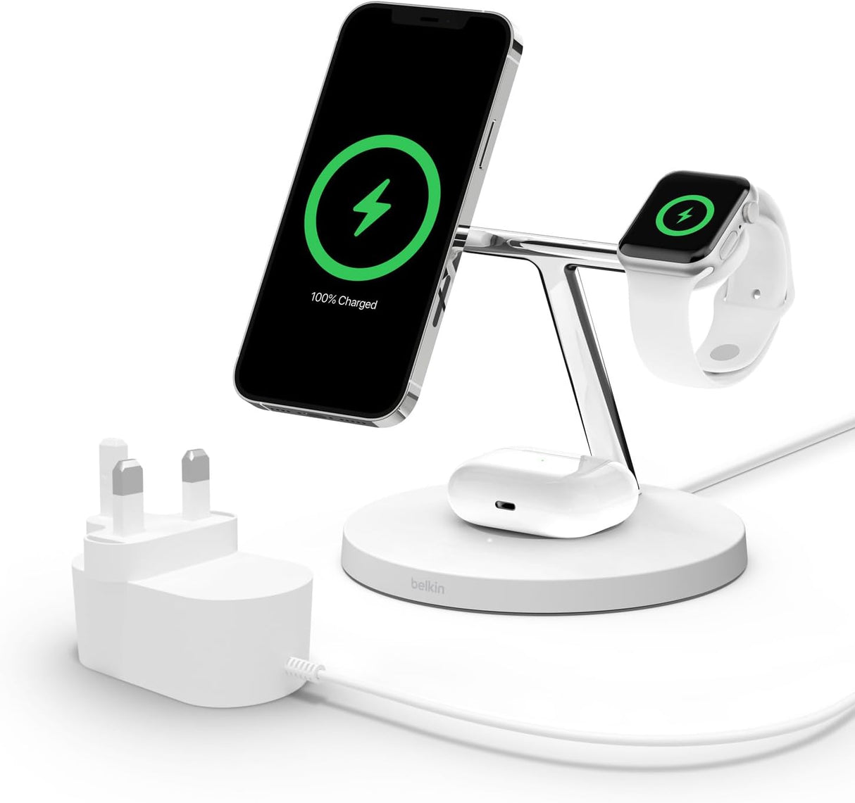 Belkin BoostCharge PRO 3-in-1 MagSafe Wireless Charging Stand - White