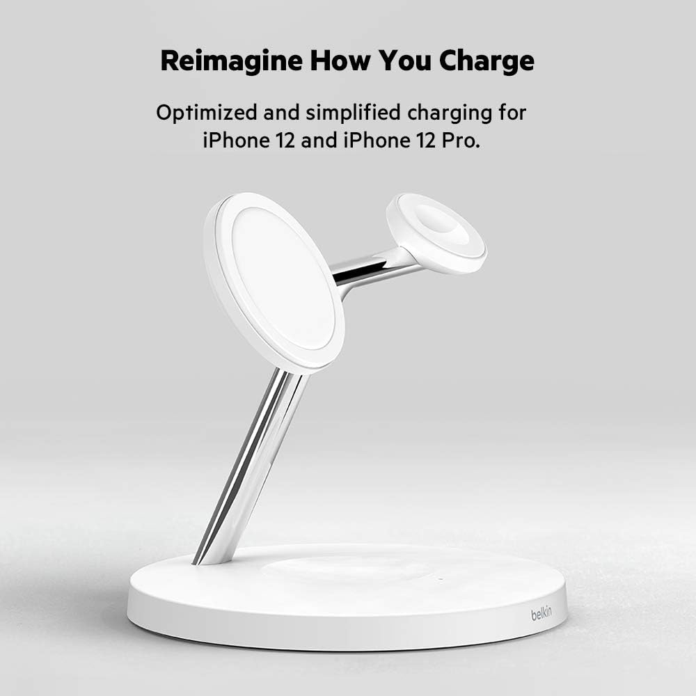 Belkin BoostCharge PRO 3-in-1 MagSafe Wireless Charging Stand - White