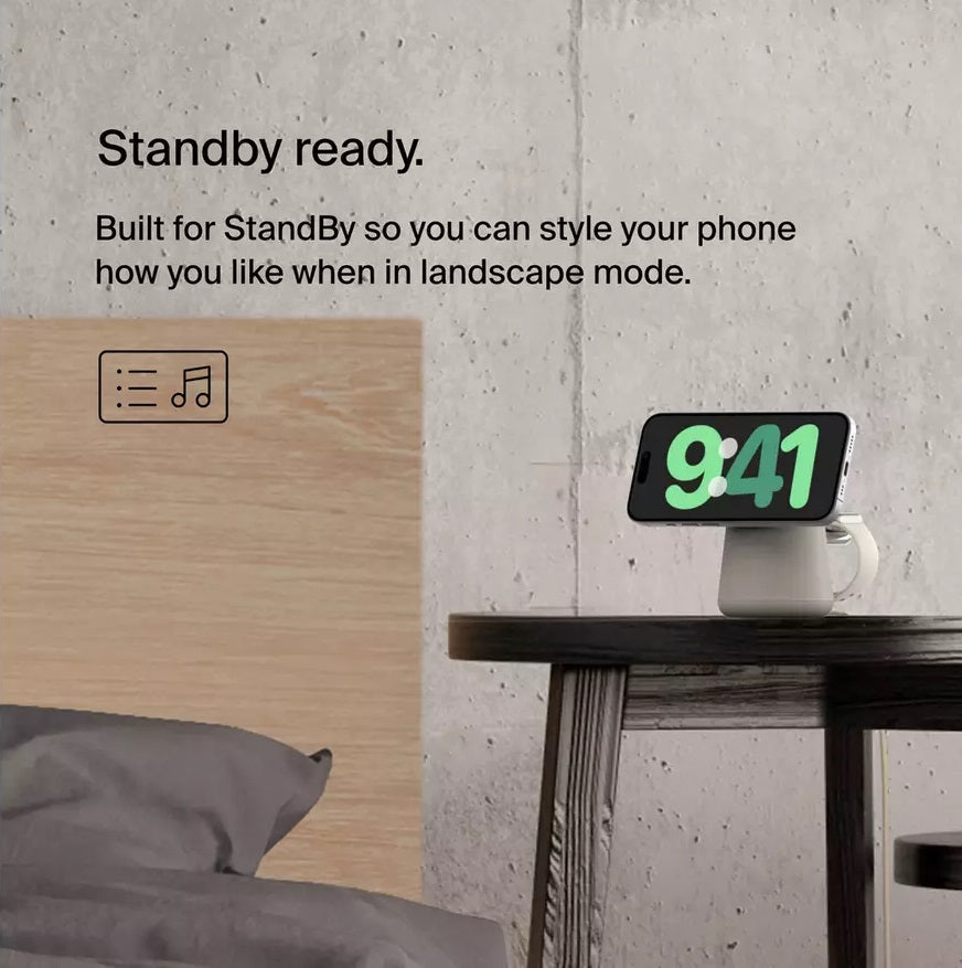 Belkin BoostCharge Pro 2-in-1 MagSafe Wireless Charger Stand 15W - Sand - Kazoop