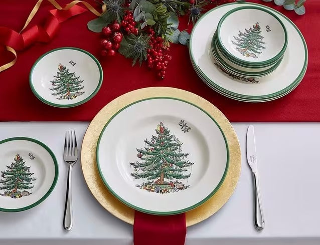 Spode Christmas Tree Stoneware 4 Settings/12 Piece Dinnerware Set - Green