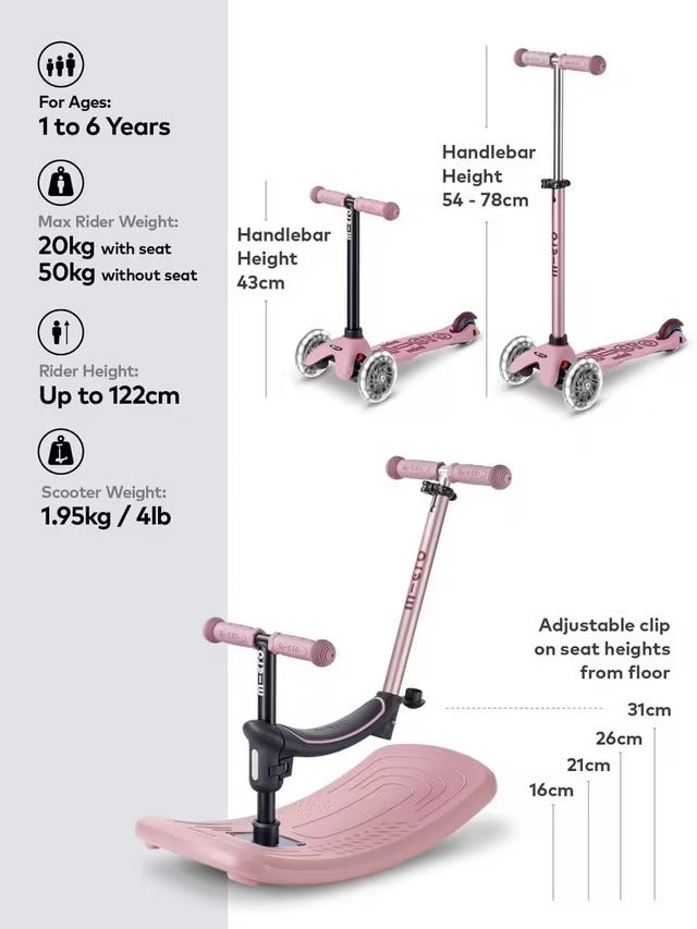 Micro Scooters Rock & Scoot Mini Micro 4-in-1 Indoor Rocker - Dusky Pink