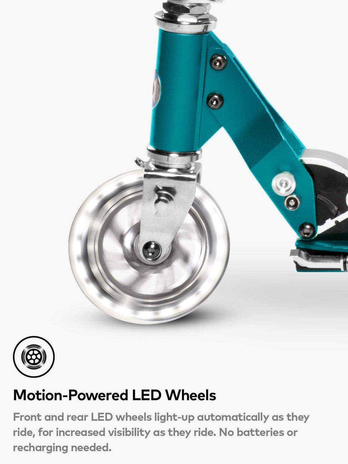 Micro Scooters LED Micro Sprite Folding 5-12 Years Kids Kick Scooter - Aqua