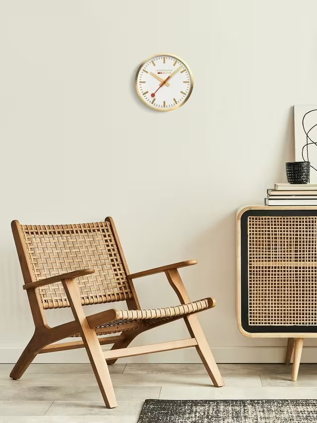 Mondaine Official Swiss Railways Minimalist 40cm Wall Clock - Brushed Gold