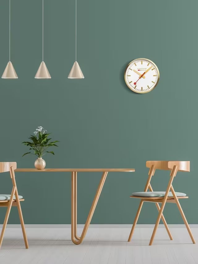 Mondaine Official Swiss Railways Minimalist 40cm Wall Clock - Brushed Gold