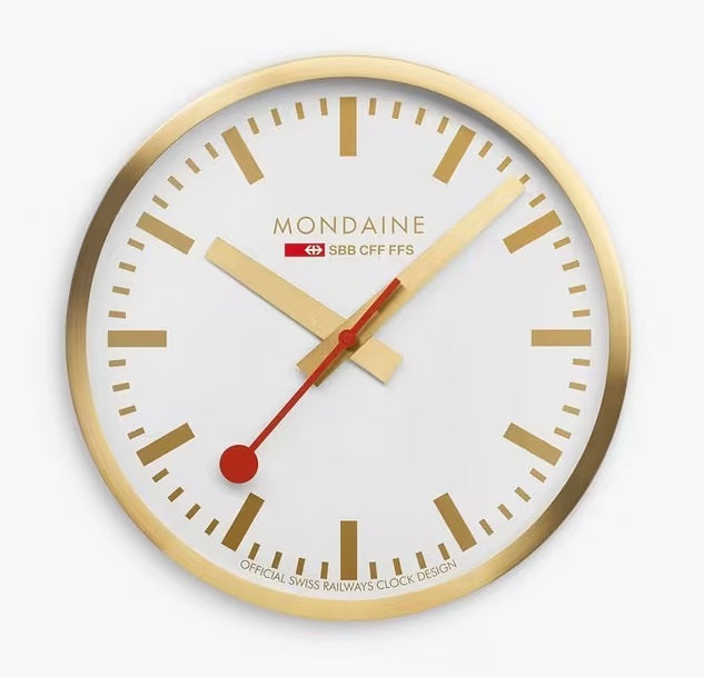 Mondaine Official Swiss Railways Minimalist 40cm Wall Clock - Brushed Gold