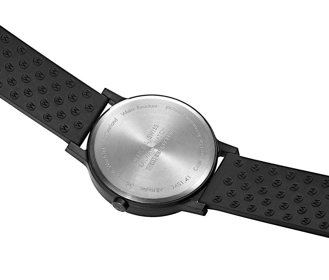 Mondaine MS1.41110.RB Unisex Essence Rubber Strap Watch - Black/White