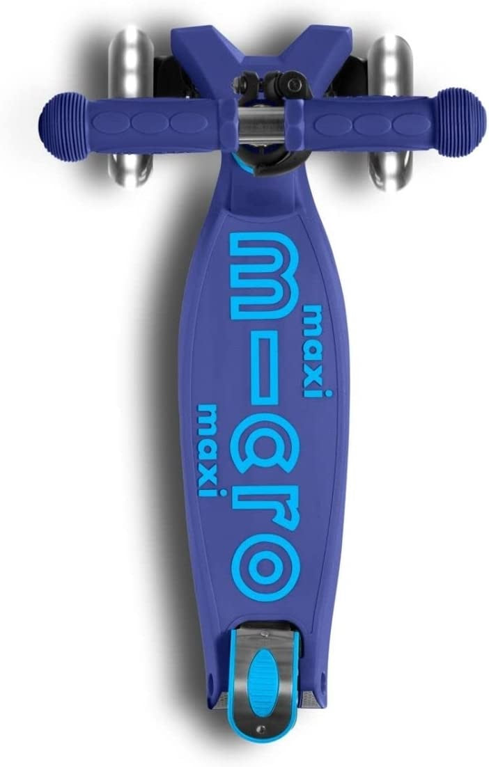 Micro Scooters Maxi Micro Deluxe Foldable Lightweight LED Kids Scooter Navy