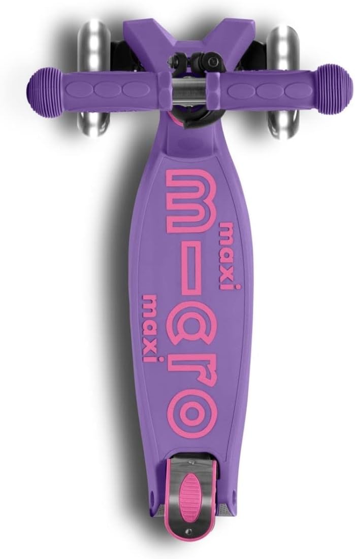 Micro Scooters Maxi Deluxe LED Foldable Push Scooter 5-12 Years - Purple - Kazoop