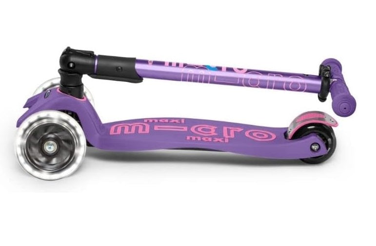 Micro Scooters Maxi Deluxe LED Foldable Push Scooter 5-12 Years - Purple - Kazoop