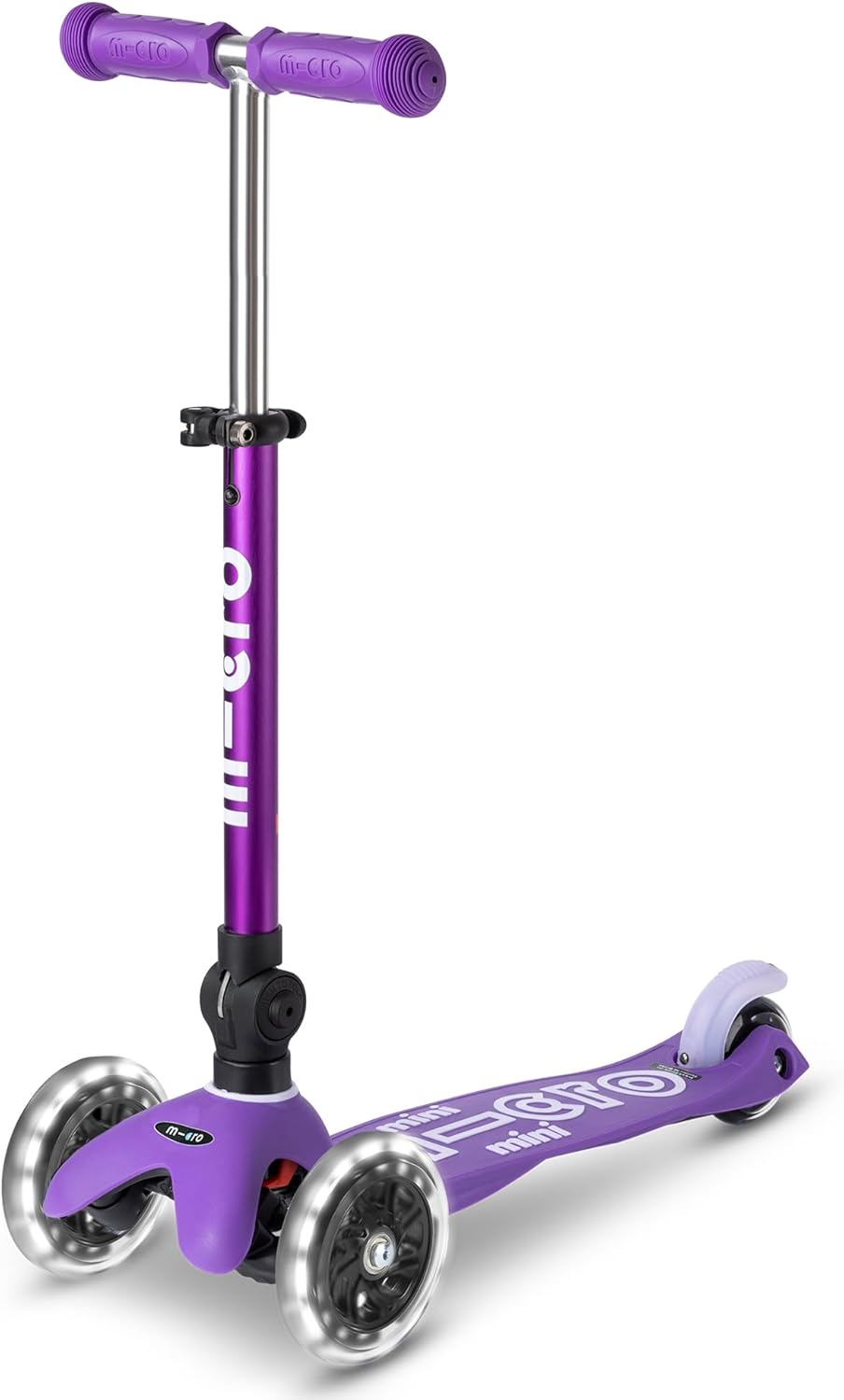 Micro Scooters 3 Wheel Kids 2-5 Years Foldable Mini LED Scooter - Purple - Kazoop