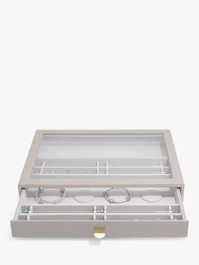 Stackers Supersize Glass Lid Charm 2 Drawer Storage Jewellery Box - Taupe
