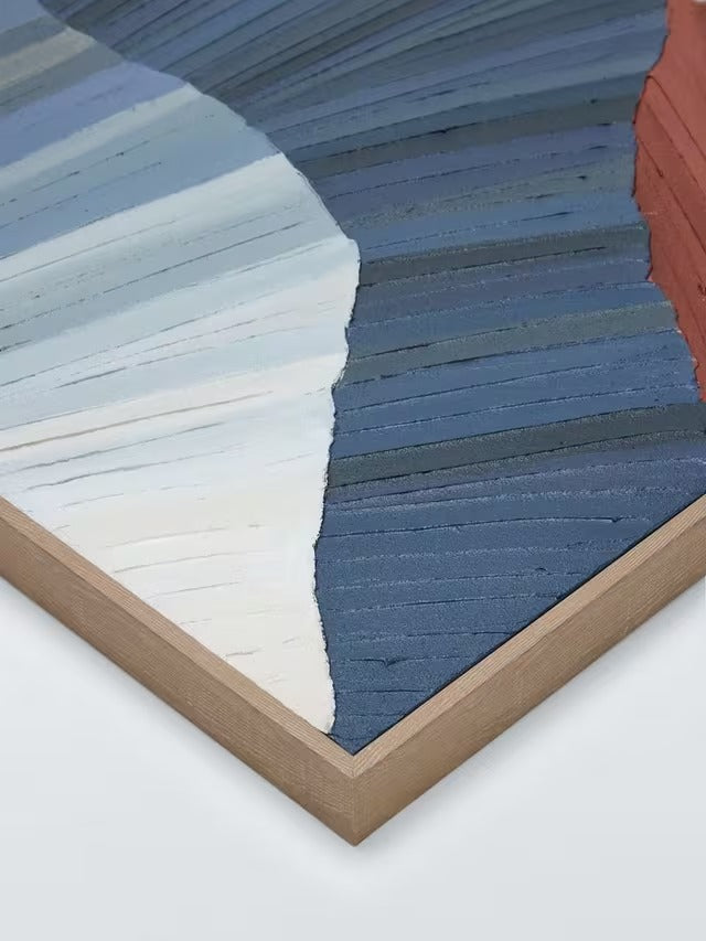 John Lewis 'Coastal Fan' Hand Painted Framed Canvas - 100 x 70cm Blue/Multi