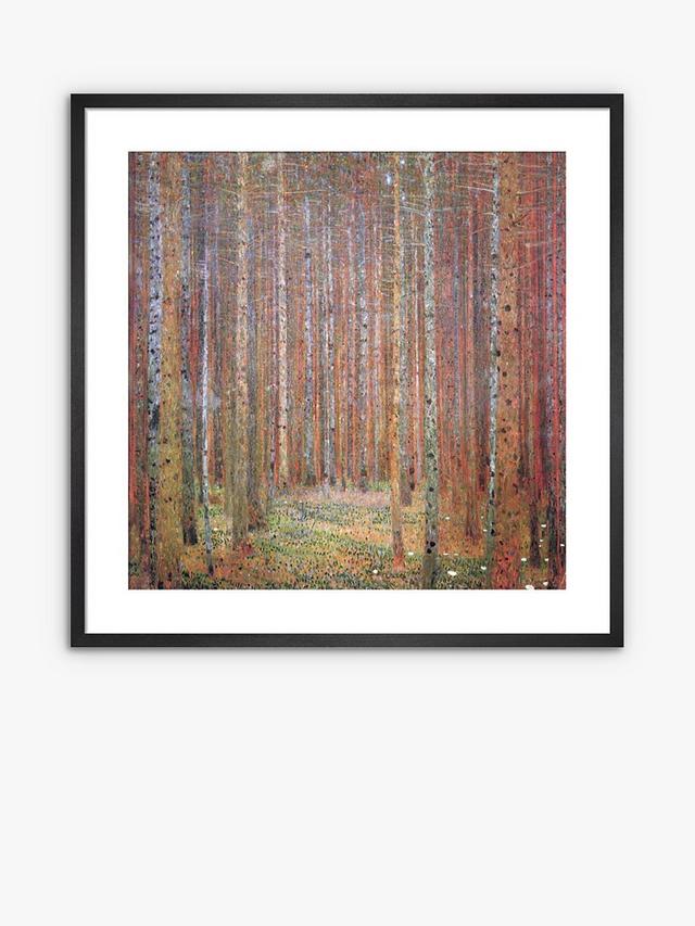 John Lewis Gustav Klimt 'Tannenwald I' Wood Framed Print Orange - 92 x 92cm