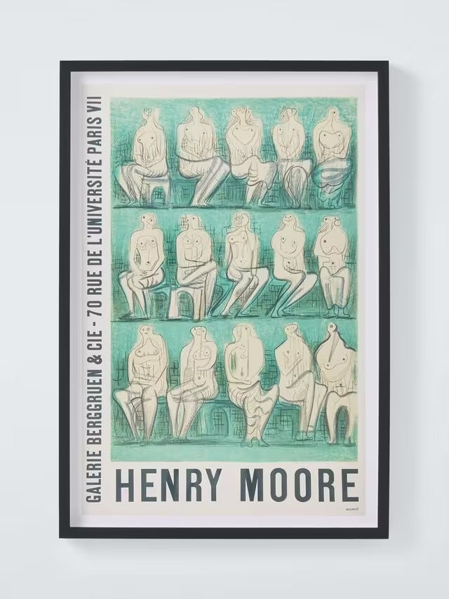 Henry Moore Poster 'Sculptures et Dessins' Framed Print 82.5 x 57cm - Green