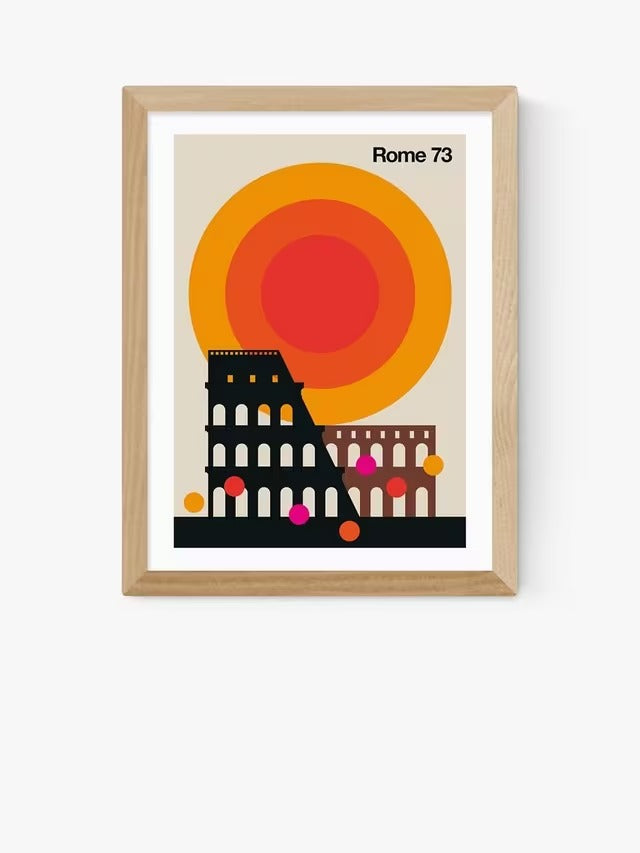 EAST END PRINTS Bo Lundberg 'Rome 73' Italy Oak Framed Print 83.4 x 63.4cm