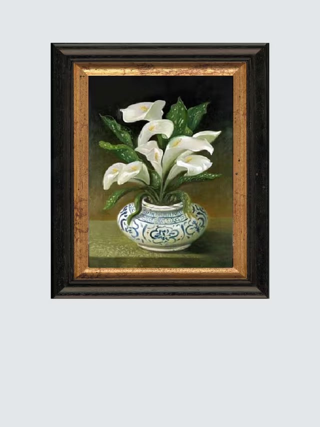 Brookpace Lascelles White "Flowers in Vase" Framed Canvas Print - 44 x 36cm