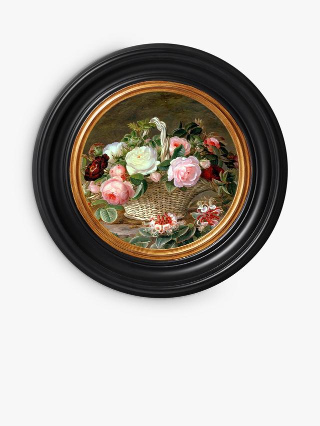Brookpace Lascelles 'Basket of Flowers' Porthole Round Canvas Print - 43cm