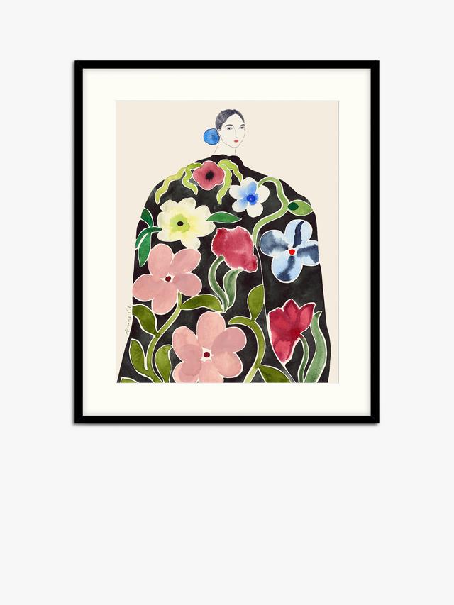John Lewis La Poire 'Rose Coat' Framed Print & Mount 63 x 83cm - Pink/Green
