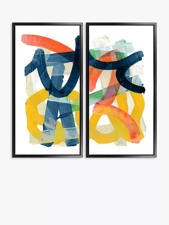 John Lewis Cartissi - 'Shuffling' Framed Canvas Prints Set of 2 84 x 44cm