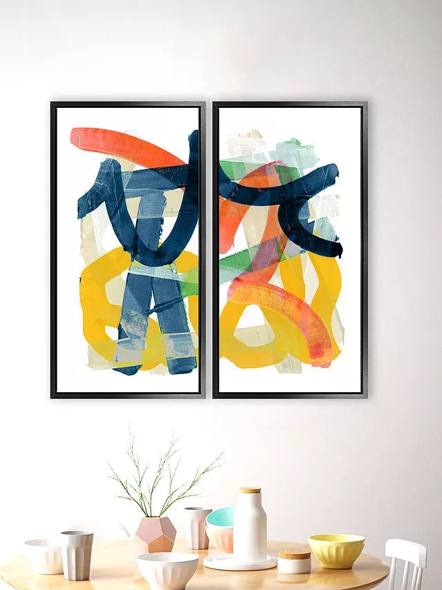 John Lewis Cartissi - 'Shuffling' Framed Canvas Prints Set of 2 84 x 44cm