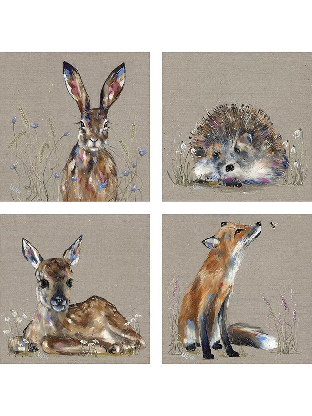 John Lewis Louise Luton 'Woodland Set' Canvas Print Set of 4 30 x 30cm Brown - Kazoop
