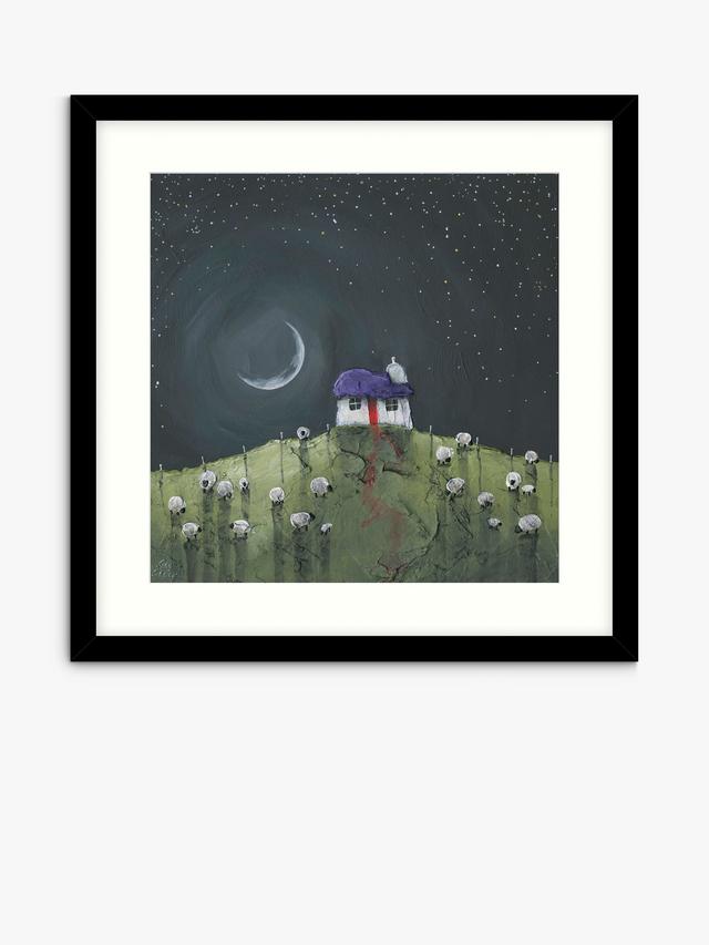 John Lewis Geoff Beckett Moonlit Flock Framed Print 61 x 61cm - Green/Multi