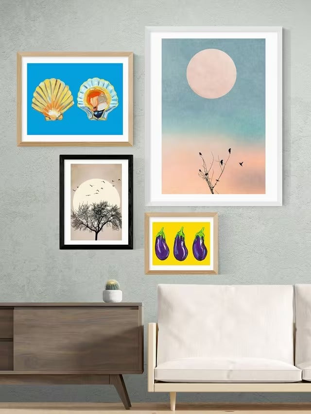 EAST END PRINTS Kubistika 'Dreamers' Framed Print 83.4 x 63.4cm - Black