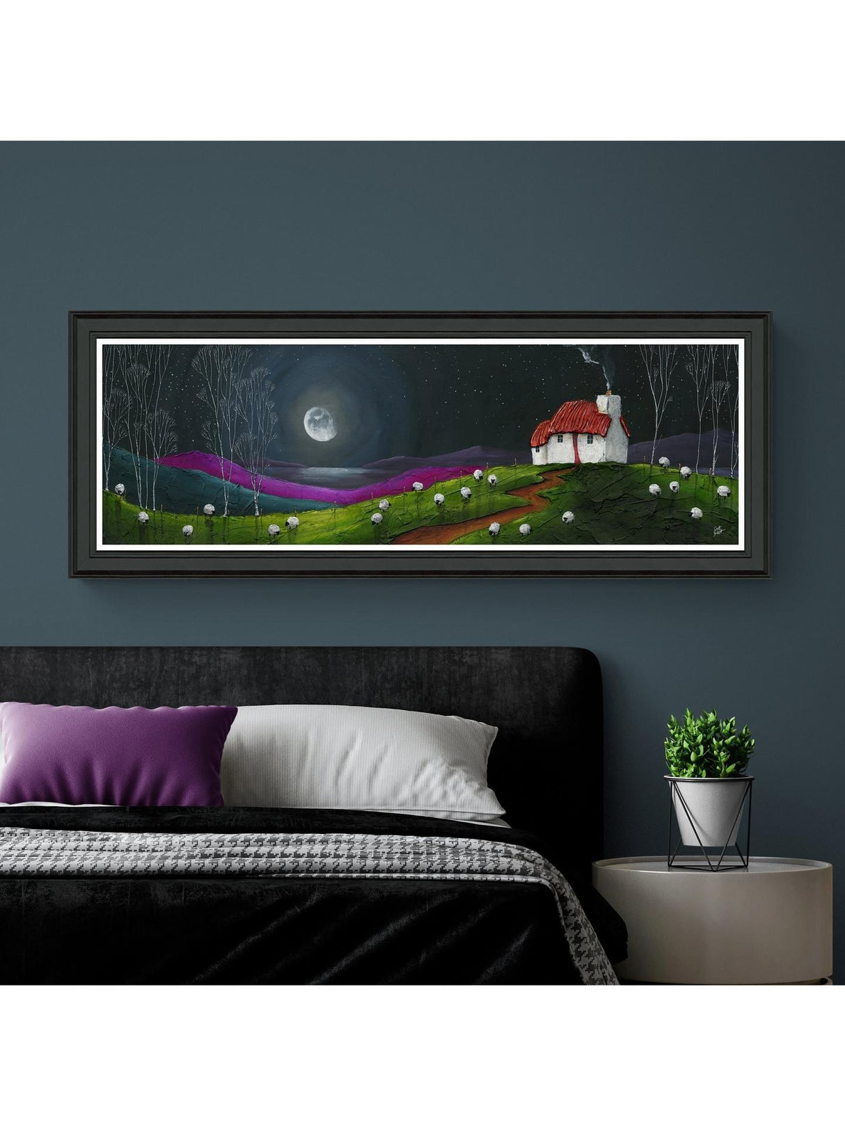 John Lewis Geoff Beckett 'Dreaming' Framed Print 49 x 129cm - Purple/Green