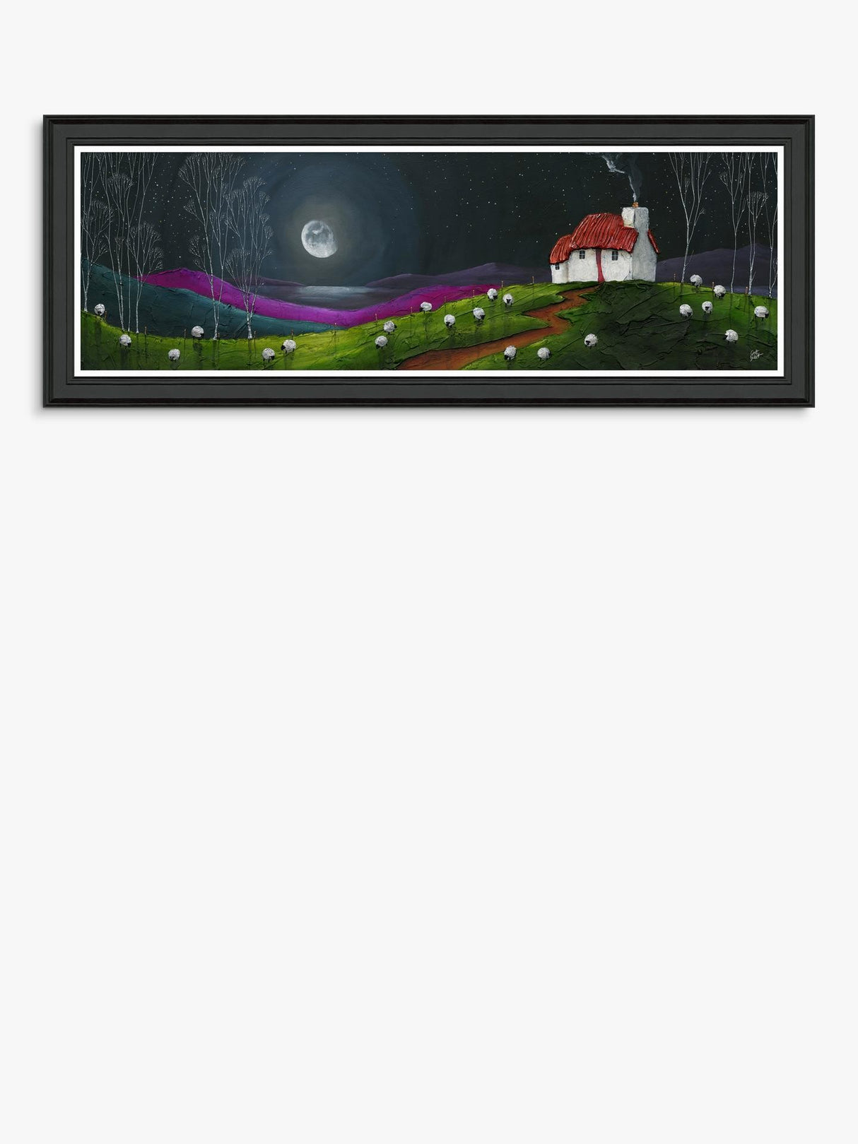 John Lewis Geoff Beckett 'Dreaming' Framed Print 49 x 129cm - Purple/Green