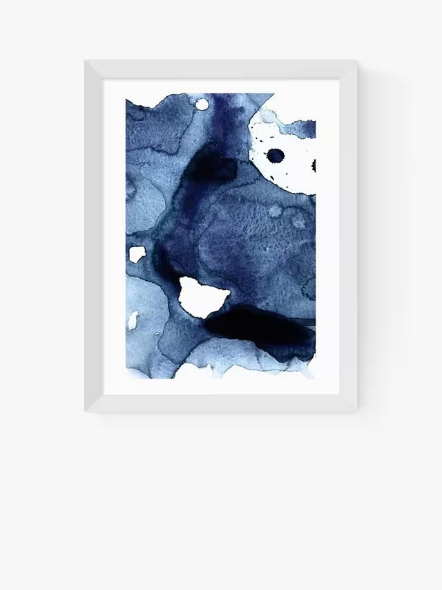 EAST END PRINTS Sisi and Seb 'Ink' Framed Print 83.4 x 63.4cm - White/Blue