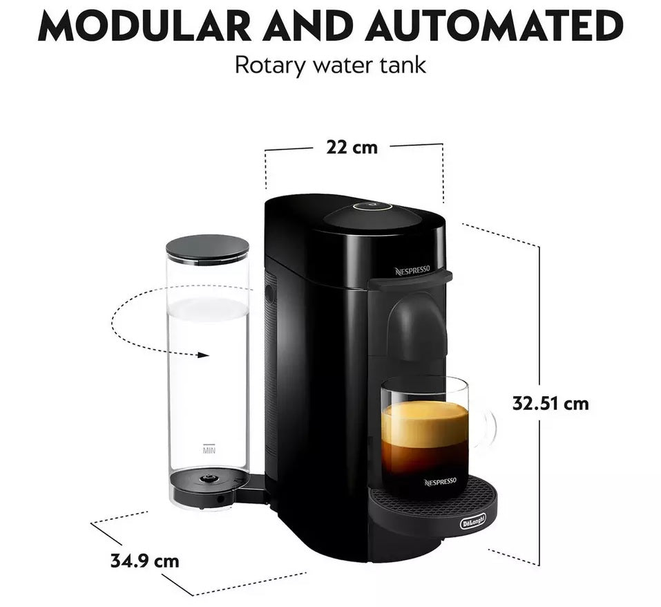 Nespresso by De'Longhi ENV150.B Vertuo Plus Pod Coffee Machine 1260W - Black