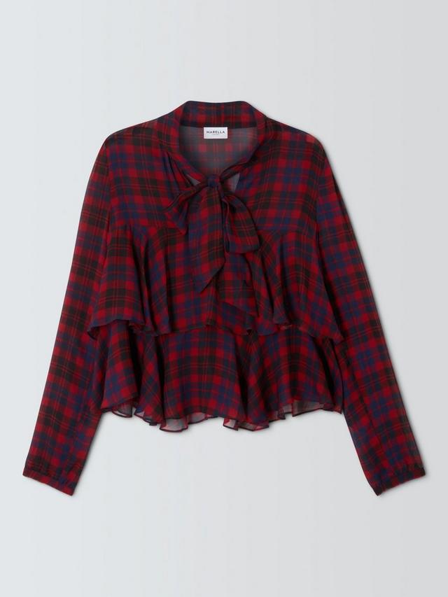 Marella Women's Gala Check Office Wear Smart Casual Blouse - Red - UK 18