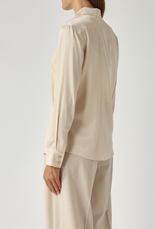 Max Mara Studio Xero Women's Stretch Silk Long Sleeve Shirt - Cream - UK 12