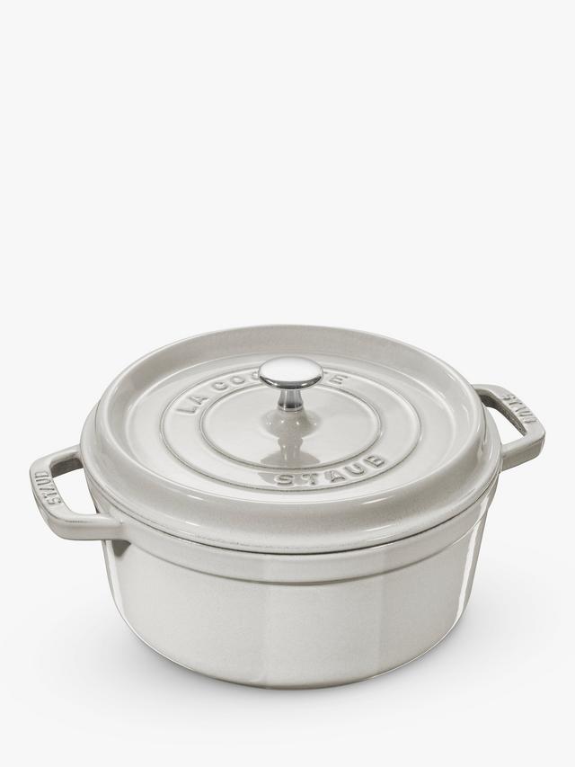 STAUB Round Cocotte 6.7L Enamelled Cast Iron Casserole 28cm - White Truffle