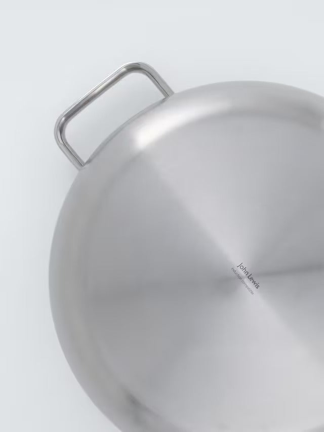 John Lewis 5-Ply Thermacore Stainless Uncoated Chef's Cooking Pan & Lid 28cm A