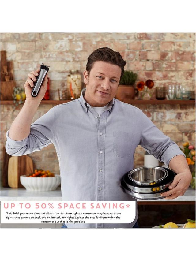 Jamie Oliver Tefal Ingenio Stainless Steel Pans Lids Utensils Set - 18 Piece