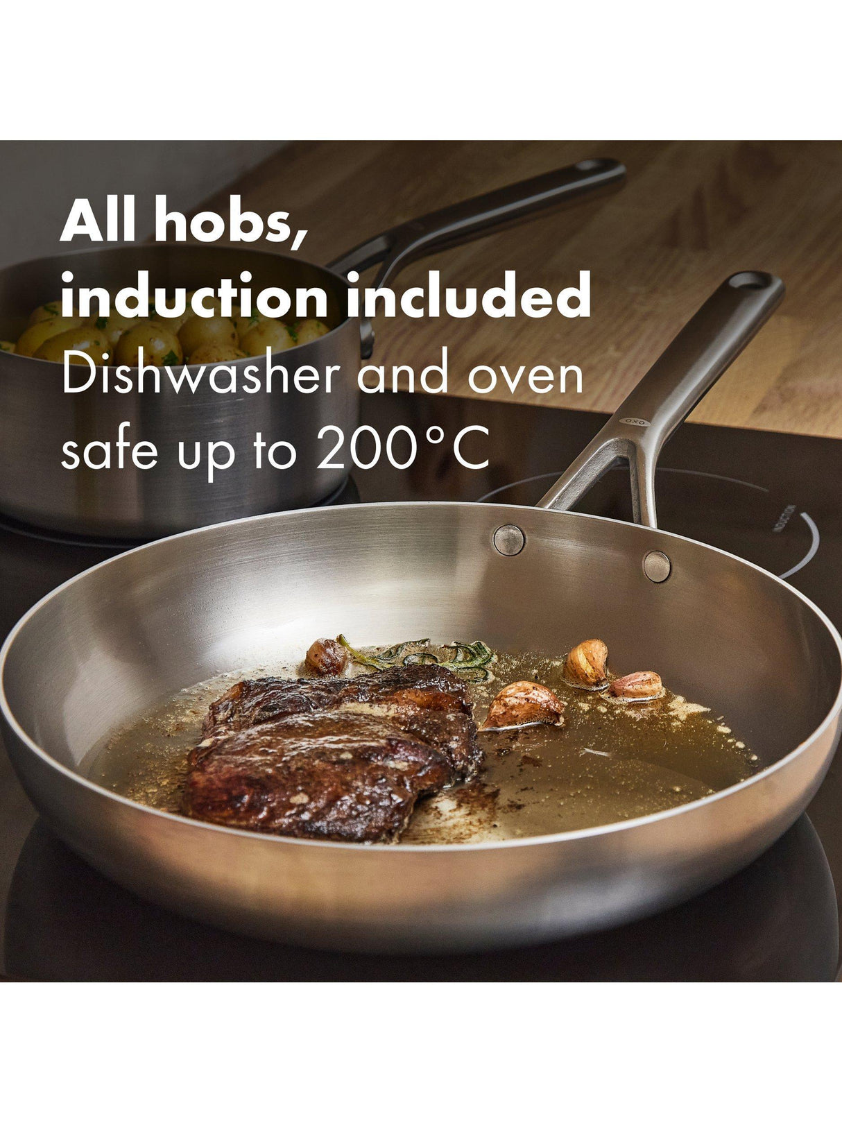 OXO Mira Tri-Ply StainlessSteel Uncoated Frying Pan 30cm Induction Oven Safe