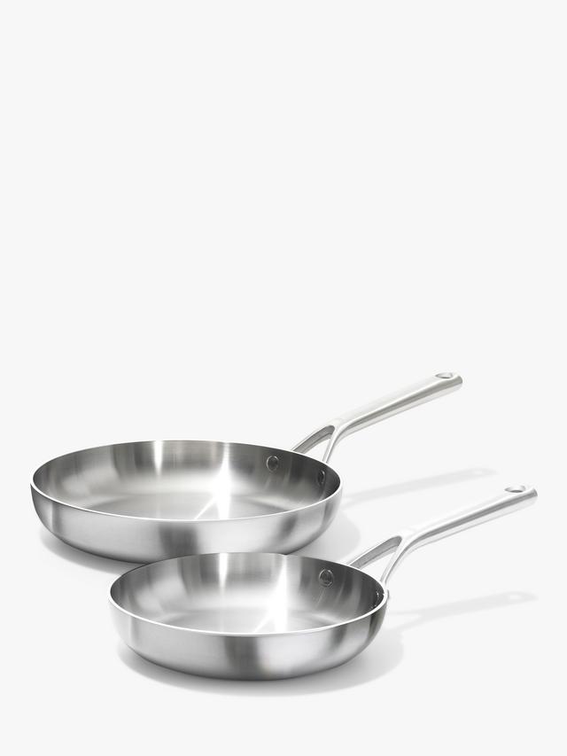 OXO Mira Tri-Ply Uncoated Steel Fry Pan Set - 20cm & 26cm - Stainless Steel