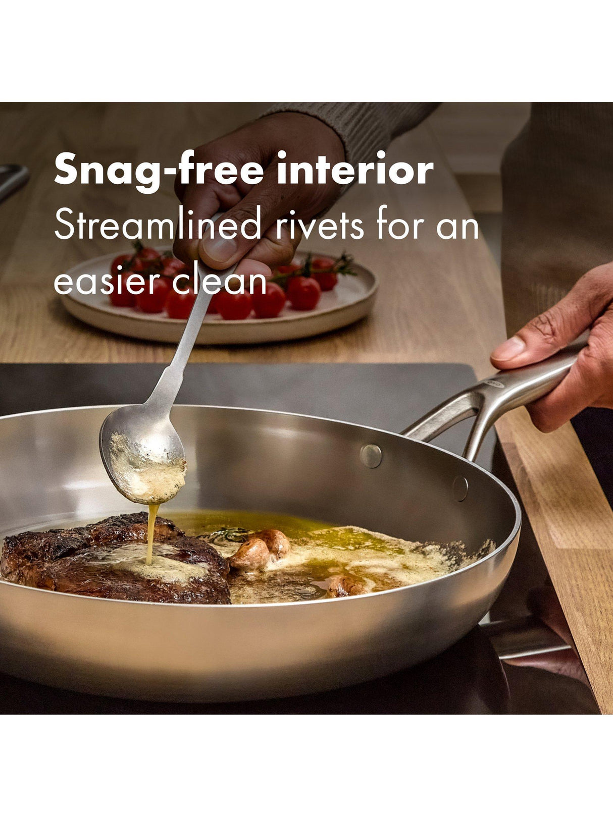 OXO Mira Tri-Ply Uncoated Steel Fry Pan Set - 20cm & 26cm - Stainless Steel