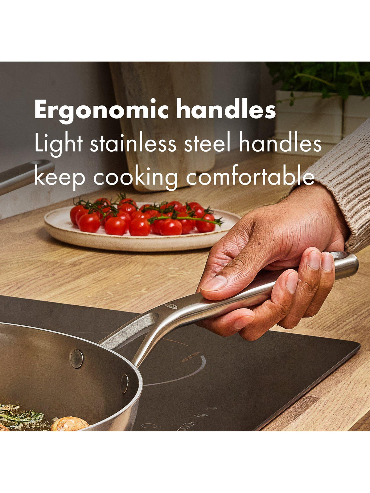 OXO Mira Tri-Ply Uncoated Steel Fry Pan Set - 20cm & 26cm - Stainless Steel