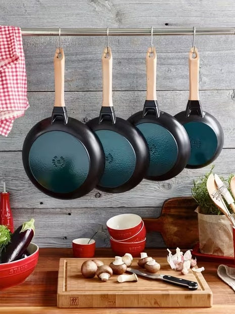 STAUB Coated Cast Iron Induction Compatible Round 26cm Frying Pan - Black