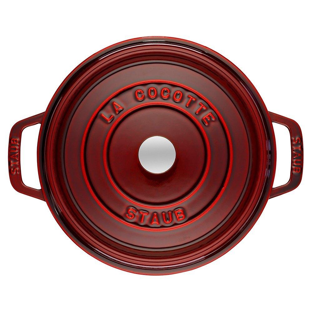 STAUB Cocotte Round Cast Iron Hob-Safe Casserole - Grenadine - 24cm - 3.8L