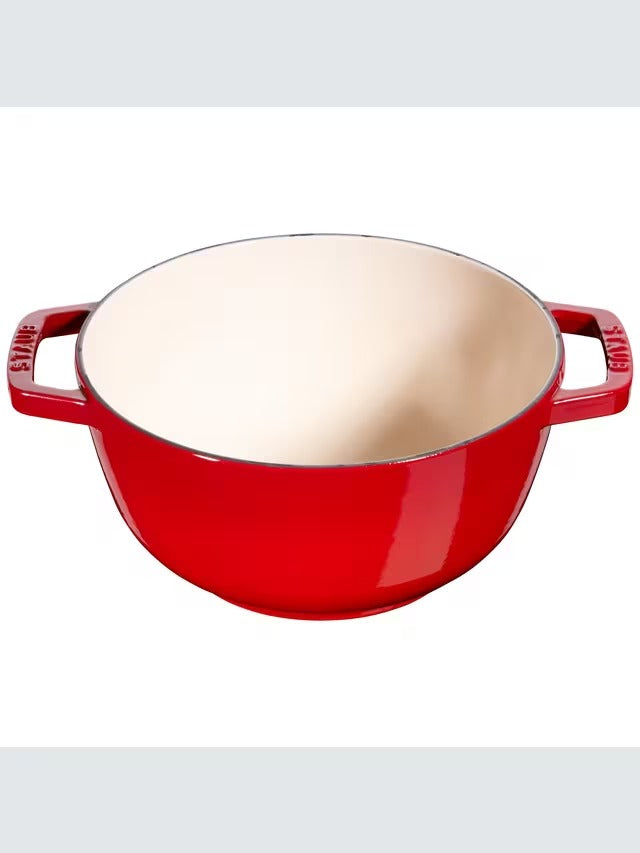 STAUB Cast Iron Oven Safe Cheese Chocolate 18cm Fondue Set - Cherry Red