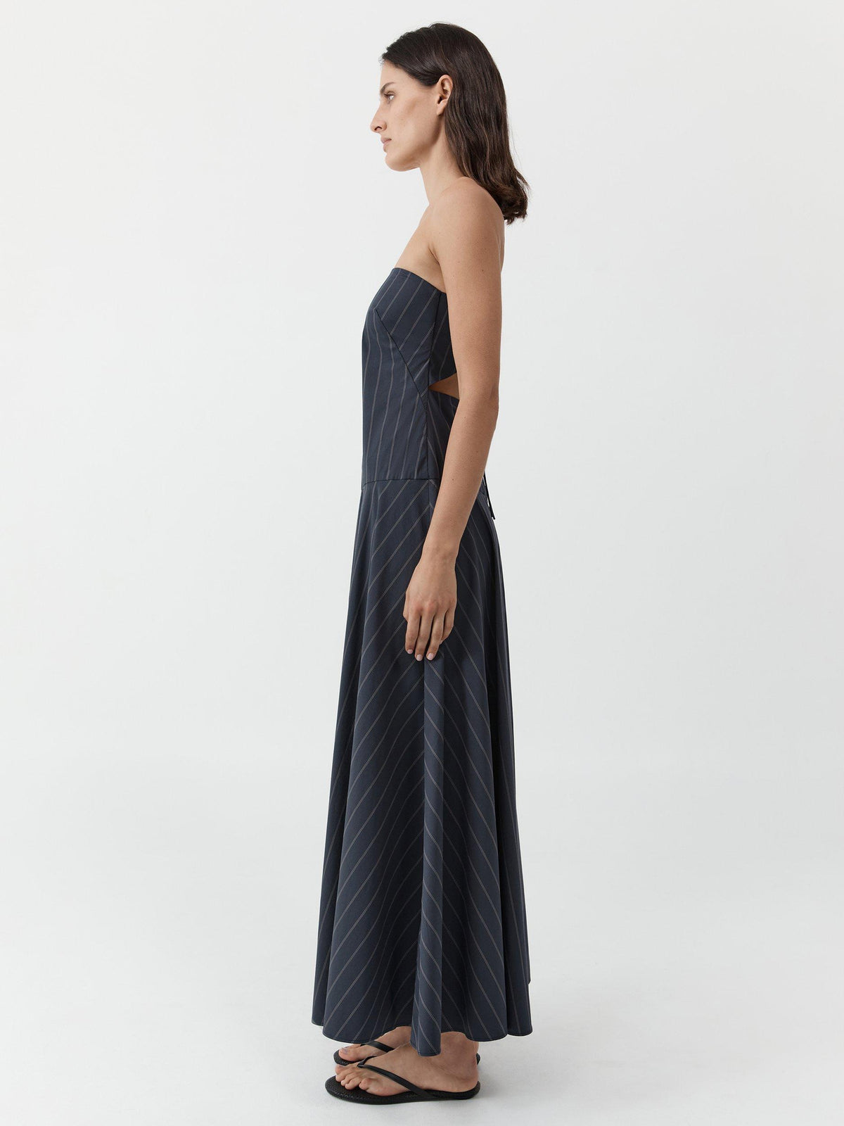 St Agni Strapless Rouleau Unlined Women's Maxi Dress - Size Medium - Navy